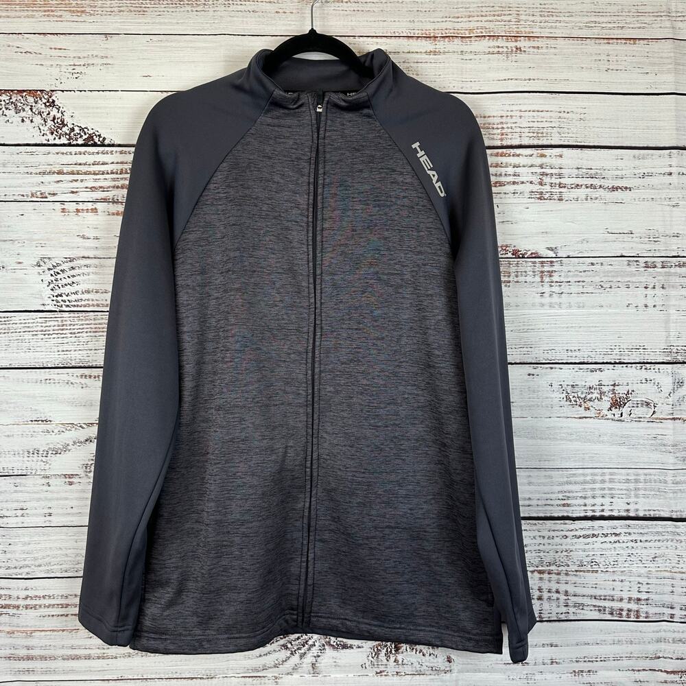 Men's Head Activewear Golf Outdoor Full Zip Gray Fleece Lined Mock Neck Jacket M